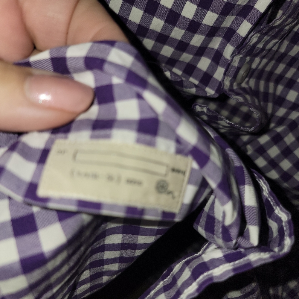 Mens Sz M J. Crew Purple Checked 15-15.5 Long Sleeve Shirt - Picture 7 of 9